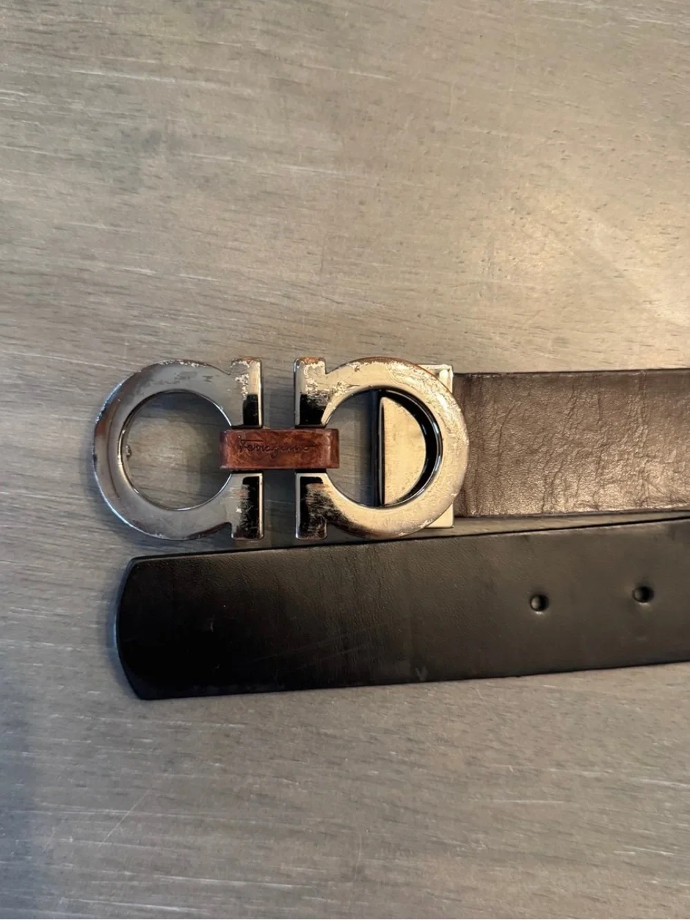 Salvatore Ferragamo Belt (Two Tone Reversible Belt)  Size 36